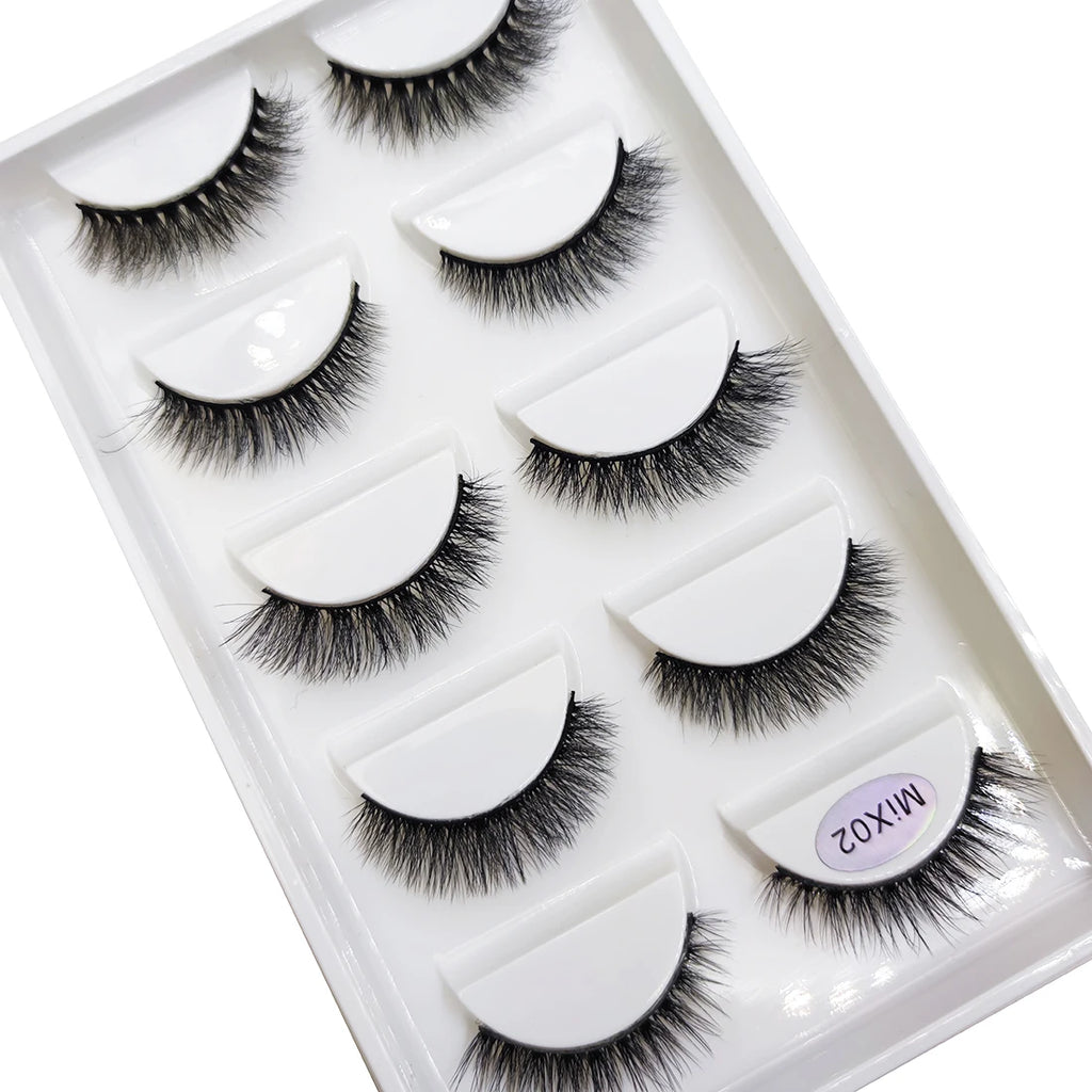 New 5 Pairs Natural 3D False Eyelashes Makeup Mink Eyelash Fake Eye Lashes Faux Cils Make Up Beauty Maquillaje Tools H13 Cat