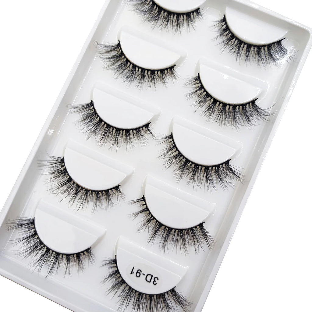 New 5 Pairs Natural 3D False Eyelashes Makeup Mink Eyelash Fake Eye Lashes Faux Cils Make Up Beauty Maquillaje Tools H13 Cat