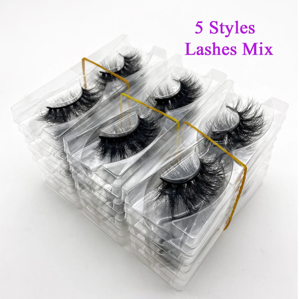Wholesale Eyelashes 20/40/50/100pcs 5D Mink Lashes Natural Mink Eyelashes Wholesale False Eyelash Makeup Thick Fake Lash In Bulk