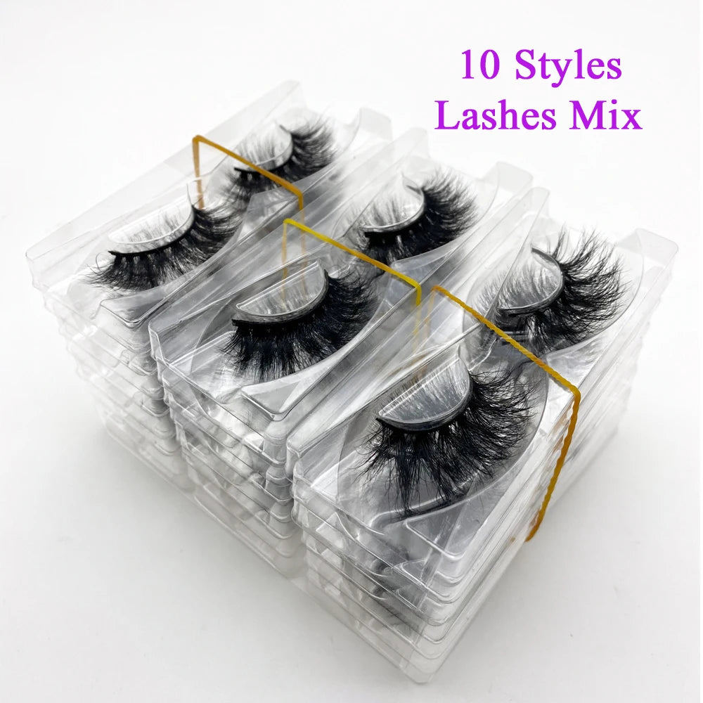 Wholesale Eyelashes 20/40/50/100pcs 5D Mink Lashes Natural Mink Eyelashes Wholesale False Eyelash Makeup Thick Fake Lash In Bulk