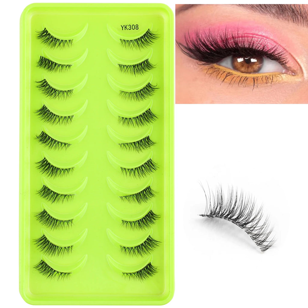 YSDO 3/10 Pairs Fox Eyelashes 3D Mink Natural Soft False Lashes Fluffy Soft eyelashes cat eye Extension Makeup Half Eyelashes
