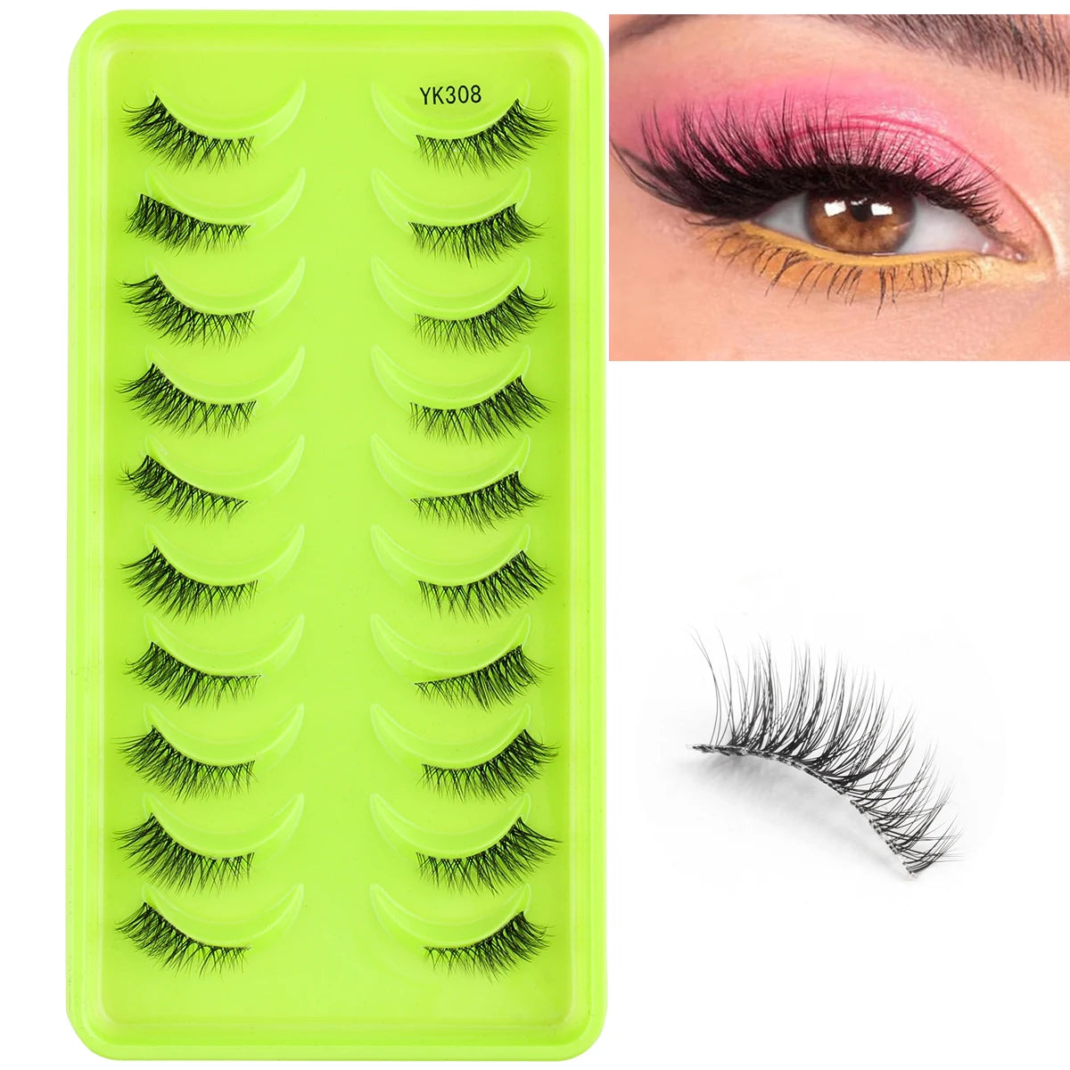 YSDO 3/10 Pairs Fox Eyelashes 3D Mink Natural Soft False Lashes Fluffy Soft eyelashes cat eye Extension Makeup Half Eyelashes