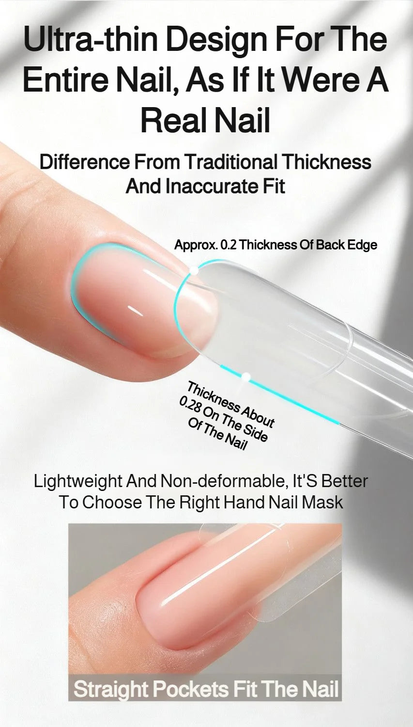 240pcs Nail Art Seamless Fine Dog Extension Free of Grinding Ultra-thin Frosted Nail Full Patch Sandwich Dual False Nail Tips