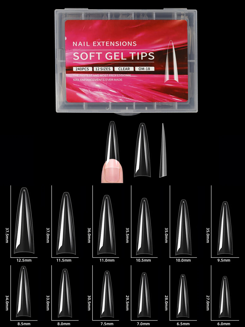 240pcs soft gel nail tips, half matte full coverage press-on nail tips almond square coffin french false nails thin front