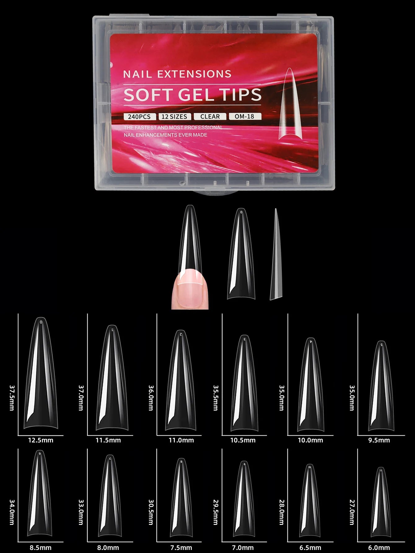 240pcs soft gel nail tips, half matte full coverage press-on nail tips almond square coffin french false nails thin front