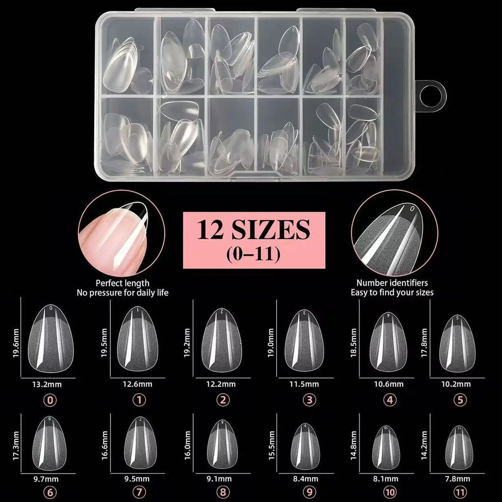 120 Short Almond-Shaped Oval Fake Nail Cutting Kit, Expandable and Complete Covering Nail Glue, French Ballet Shoe Style, Presse