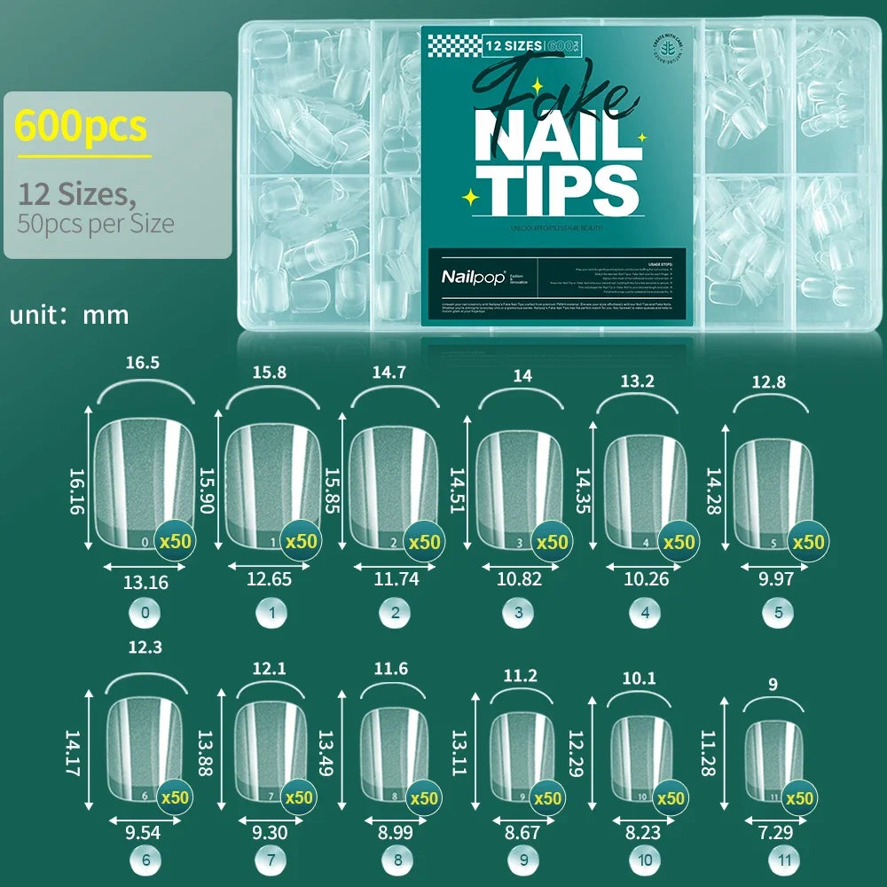 Nailpop Extra Short Nail Tips Half Cover Soft Gel Almond Shape False Nails 600pcs Gel x Tips for Nail Extension DIY Nail Art