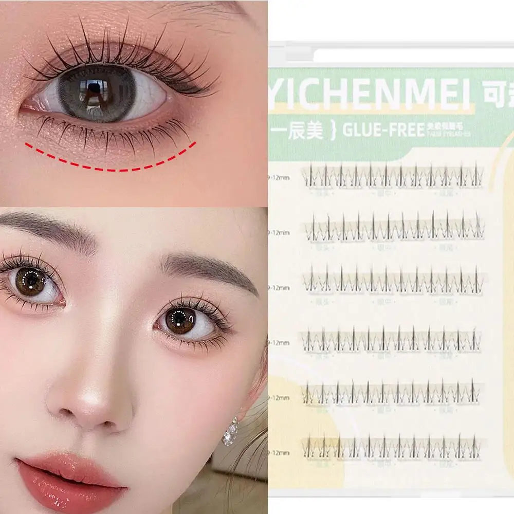Self-adhesive Reusable Glue Free Fluffy False Eyelashes Korean Style Makeup Clusters Eyelash For Beginner Daily Use Makeup Tools