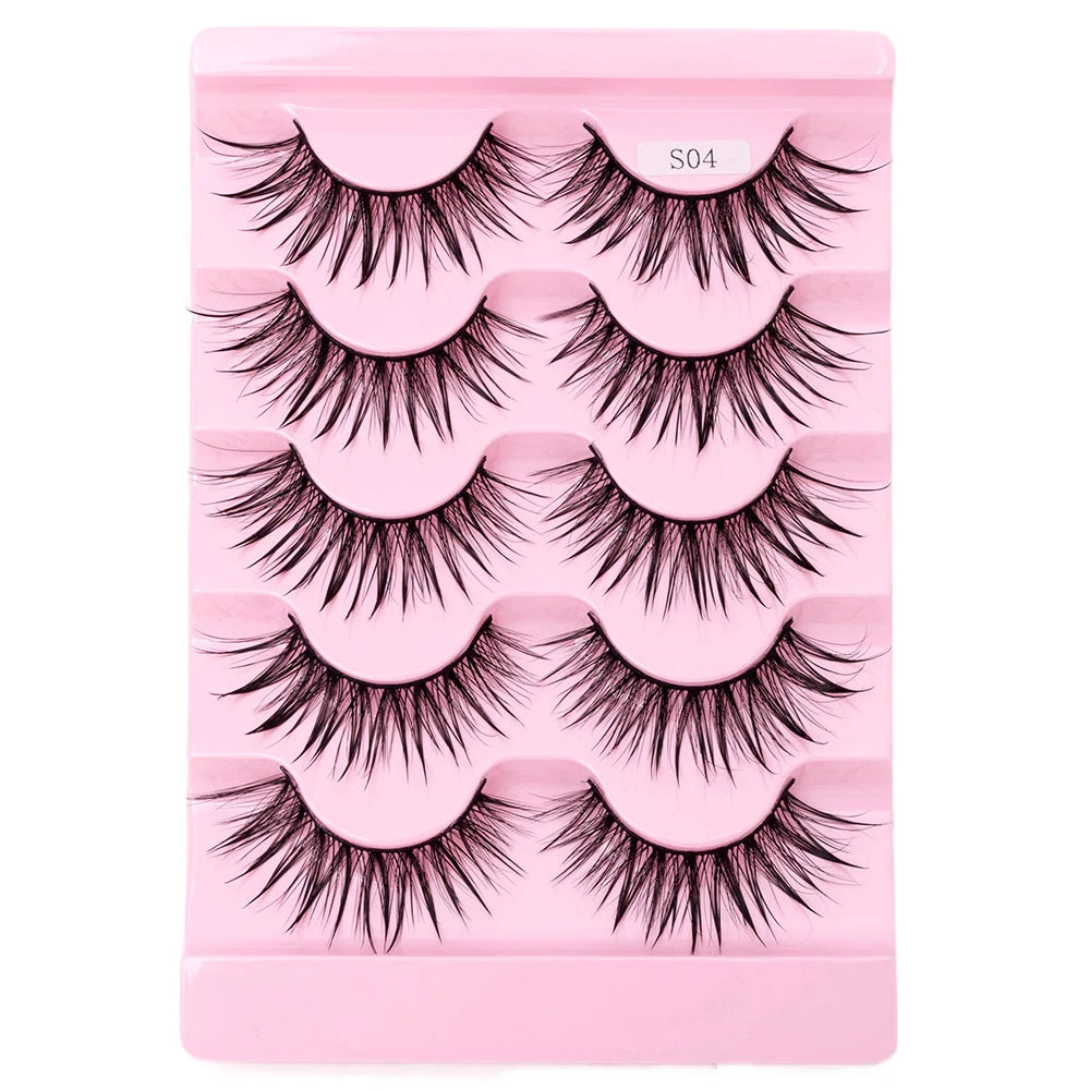 5Pairs Eyelashes Cos Dance Performance Eyelash Handmade Cross Eyelash Female Japanese Thai 3D Natural Manga Lashes Extension