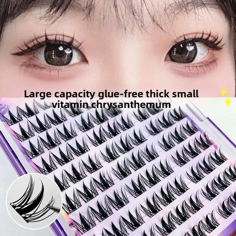 Glue-free Self-adhesive Fluffy False Eyelashes Voluminous Reusable Curling Manga Eyes Lash Easy Removal 11-13mm