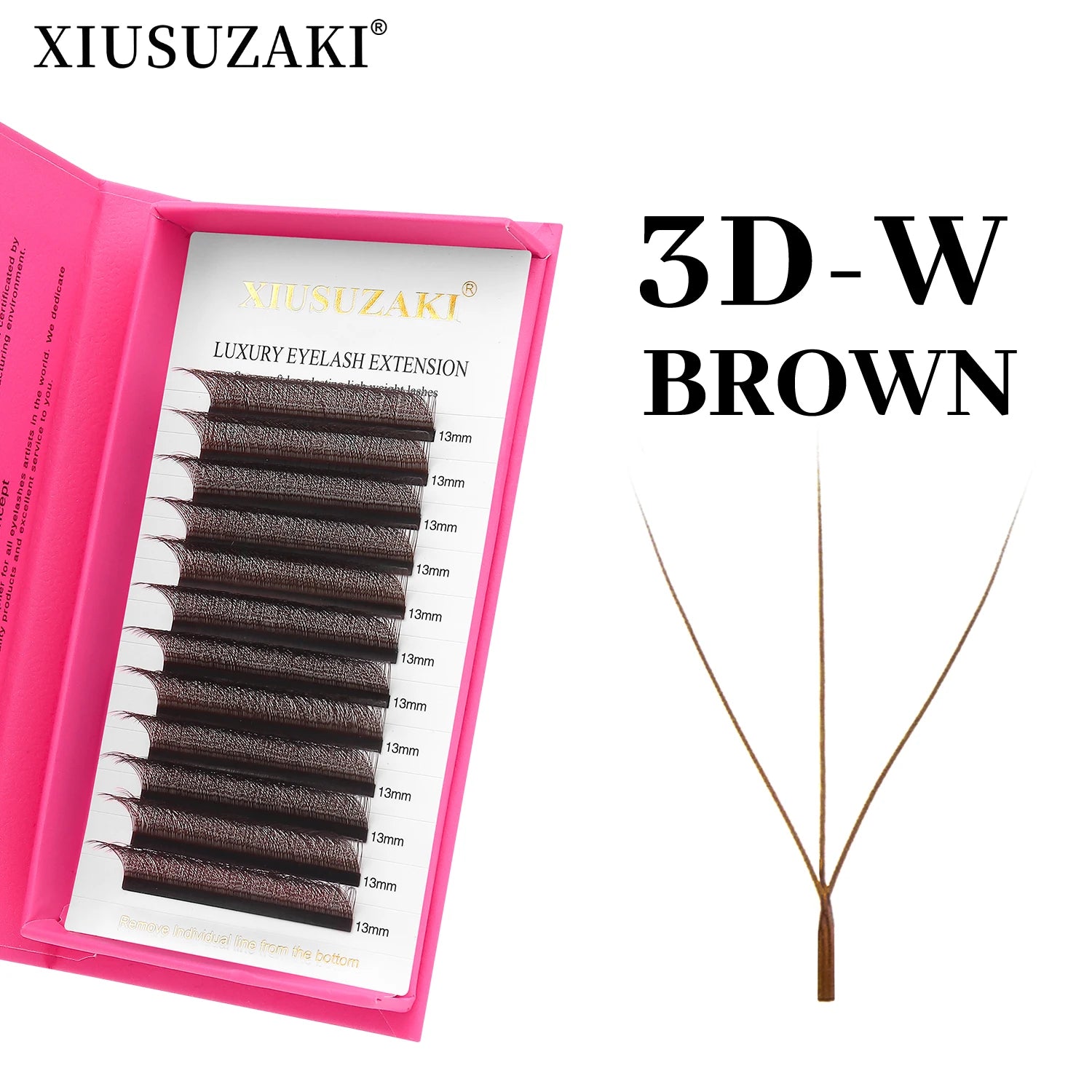 XIUSUZAKI 3D W Shaped Black Brown Eyelashes Extensions 3 Tips False Lashes Natural Soft Premade Volume Fans Individual Lashes