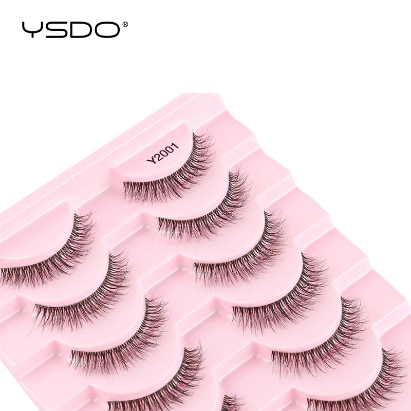 YSDO Natural Mink Eyelashes 3/6/10 Pairs Wispy Faux 3D Mink Lashes Short Fluffy Half False Eyelash Makeup Tools Cat Eye Lashes