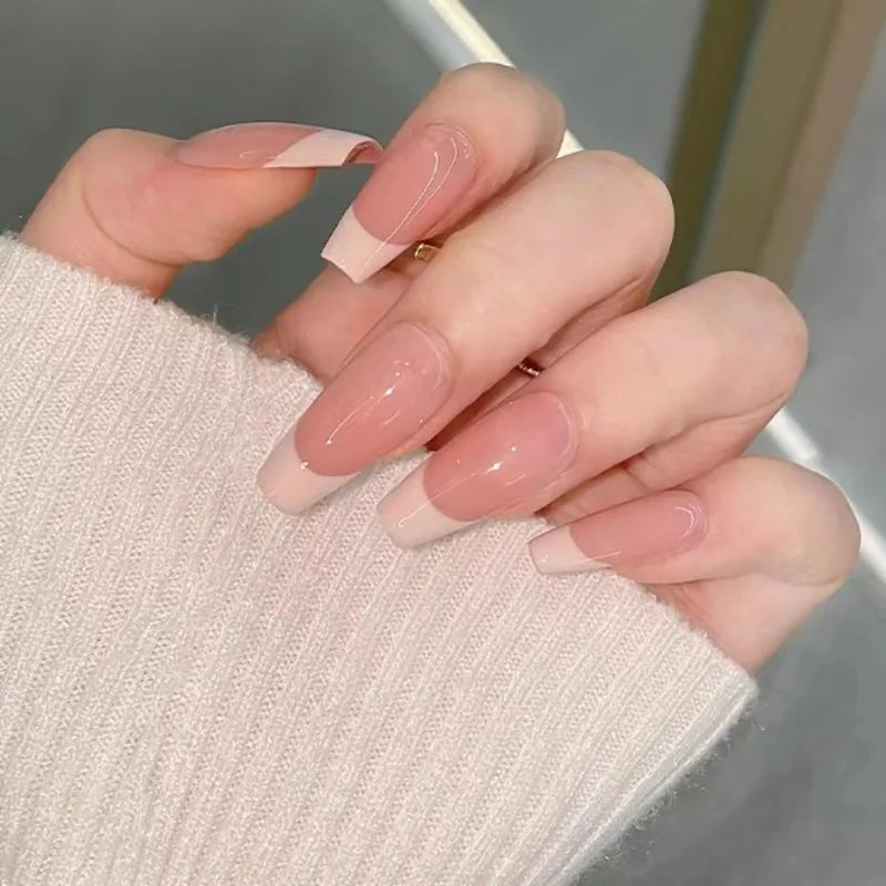 10pcs Handmade French Simpler False Nails for Hands Adhesive Fake Nails with Glue Acrylic Press on Nails Cheap Long Medium Short