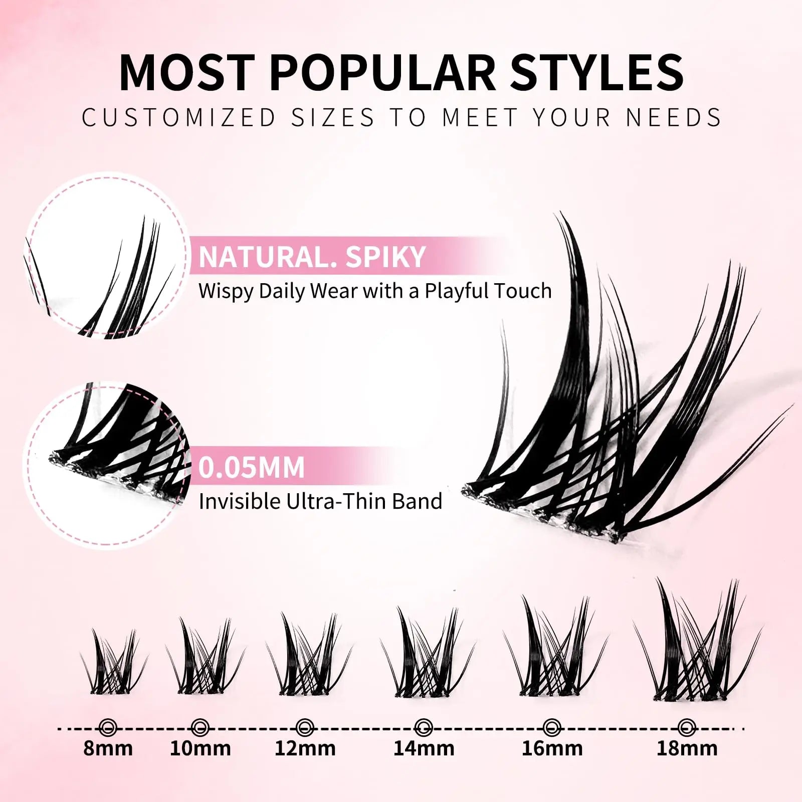 uCoolMe Lashes Aphrodite Natural 154 Pcs Lashes Cluster Kit C Curl Wispy Beginner Friendly Waterproof False Eyelashes Extension