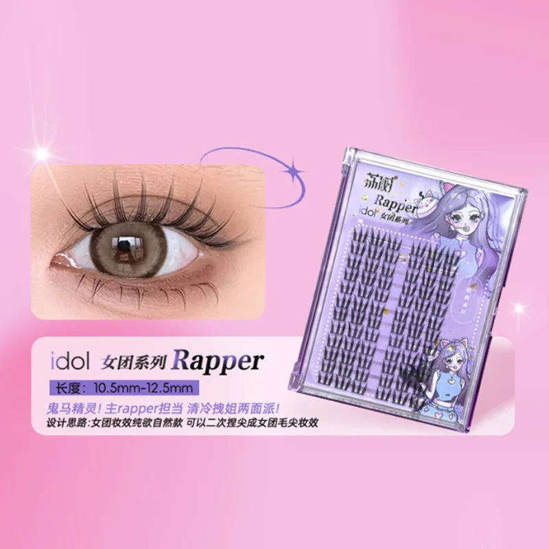 Lishu 72 Clusters False Eyelashes Manga Reusable Natural Cute Thick Long Fluffy Lashes Daily Makeup Enlarge Eyes