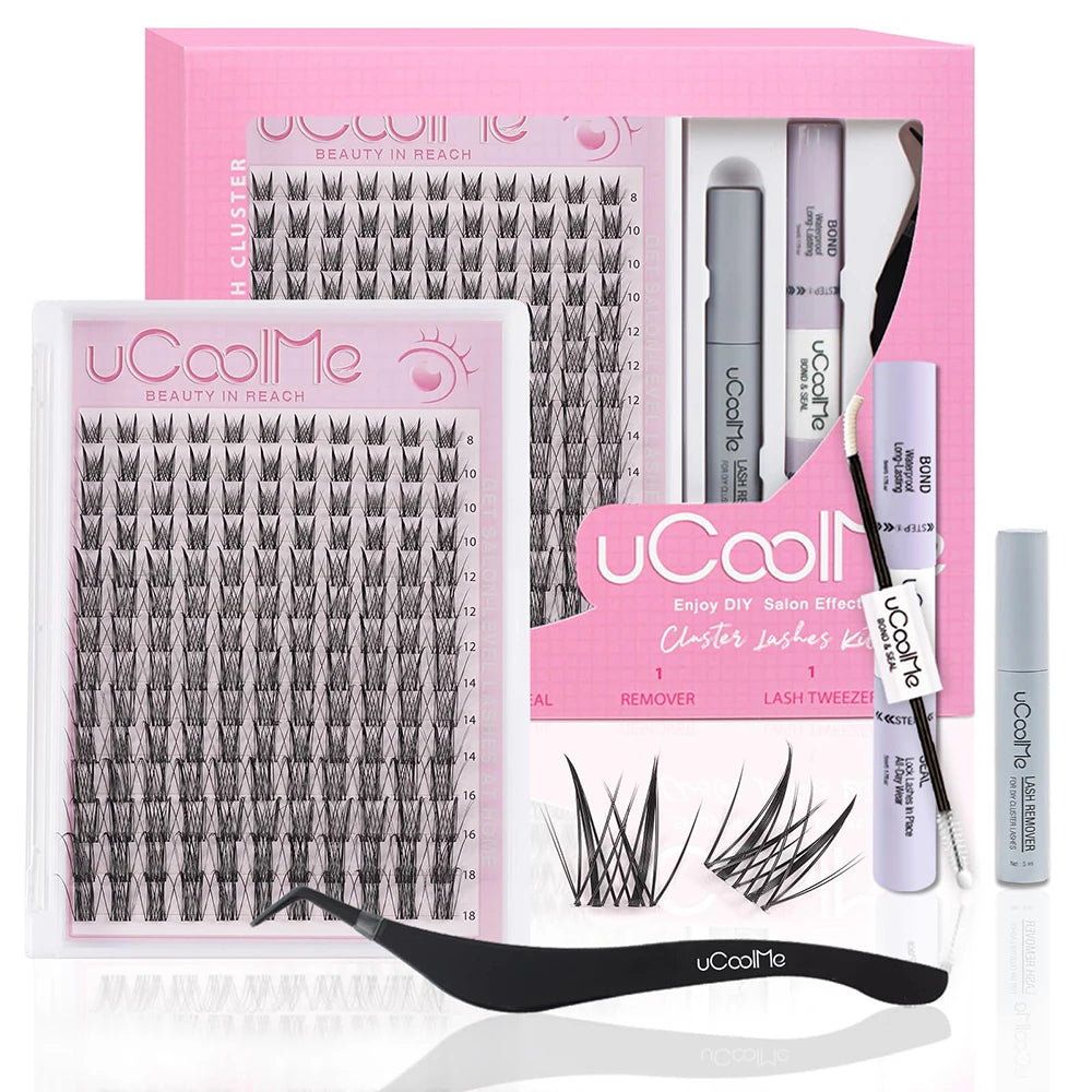 uCoolMe Lashes Aphrodite Natural 154 Pcs Lashes Cluster Kit C Curl Wispy Beginner Friendly Waterproof False Eyelashes Extension
