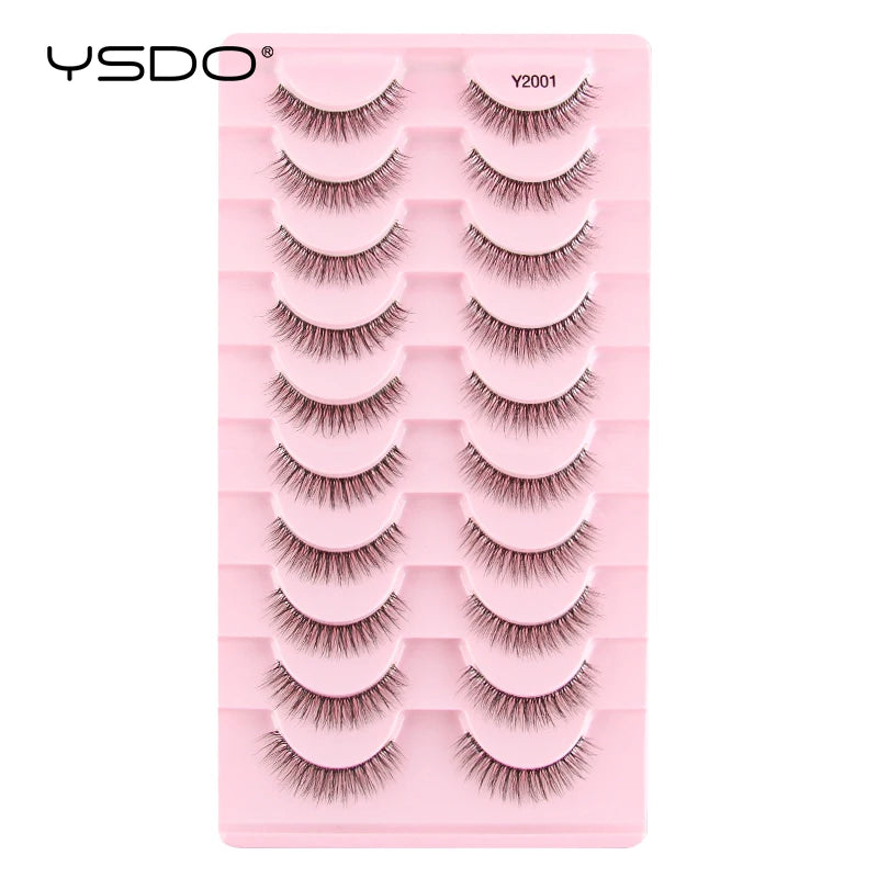 YSDO Natural Mink Eyelashes 3/6/10 Pairs Wispy Faux 3D Mink Lashes Short Fluffy Half False Eyelash Makeup Tools Cat Eye Lashes