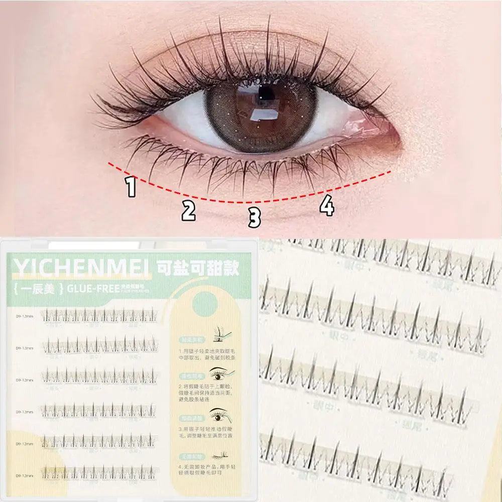 Self-adhesive Reusable Glue Free Fluffy False Eyelashes Korean Style Makeup Clusters Eyelash For Beginner Daily Use Makeup Tools