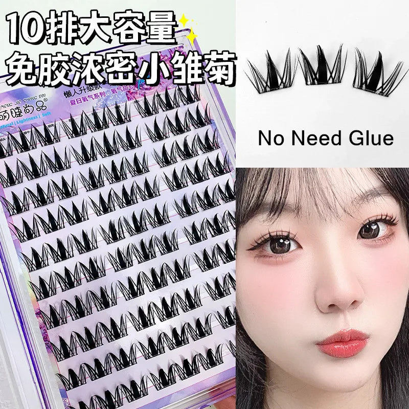 Voluminous Glue-free Self-adhesive False Eyelashes 5D Fluffy Thick Natural Curling Lash Easy Application Anime Eye