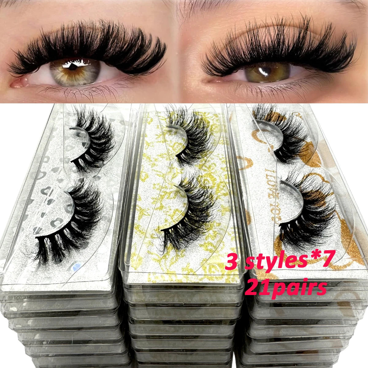 21 Pairs 3D Mink Wholesale Natural Eyelashes Lashes Handmade Fluffy Dramatic Lashes Cruelty Free False Eyelashes Makeup Lashes
