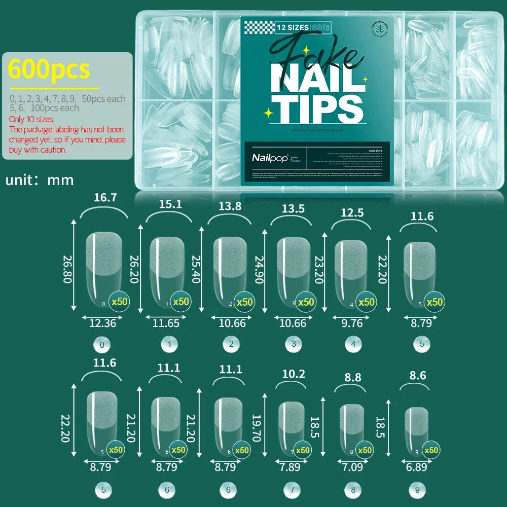 Nailpop Extra Short Nail Tips Half Cover Soft Gel Almond Shape False Nails 600pcs Gel x Tips for Nail Extension DIY Nail Art