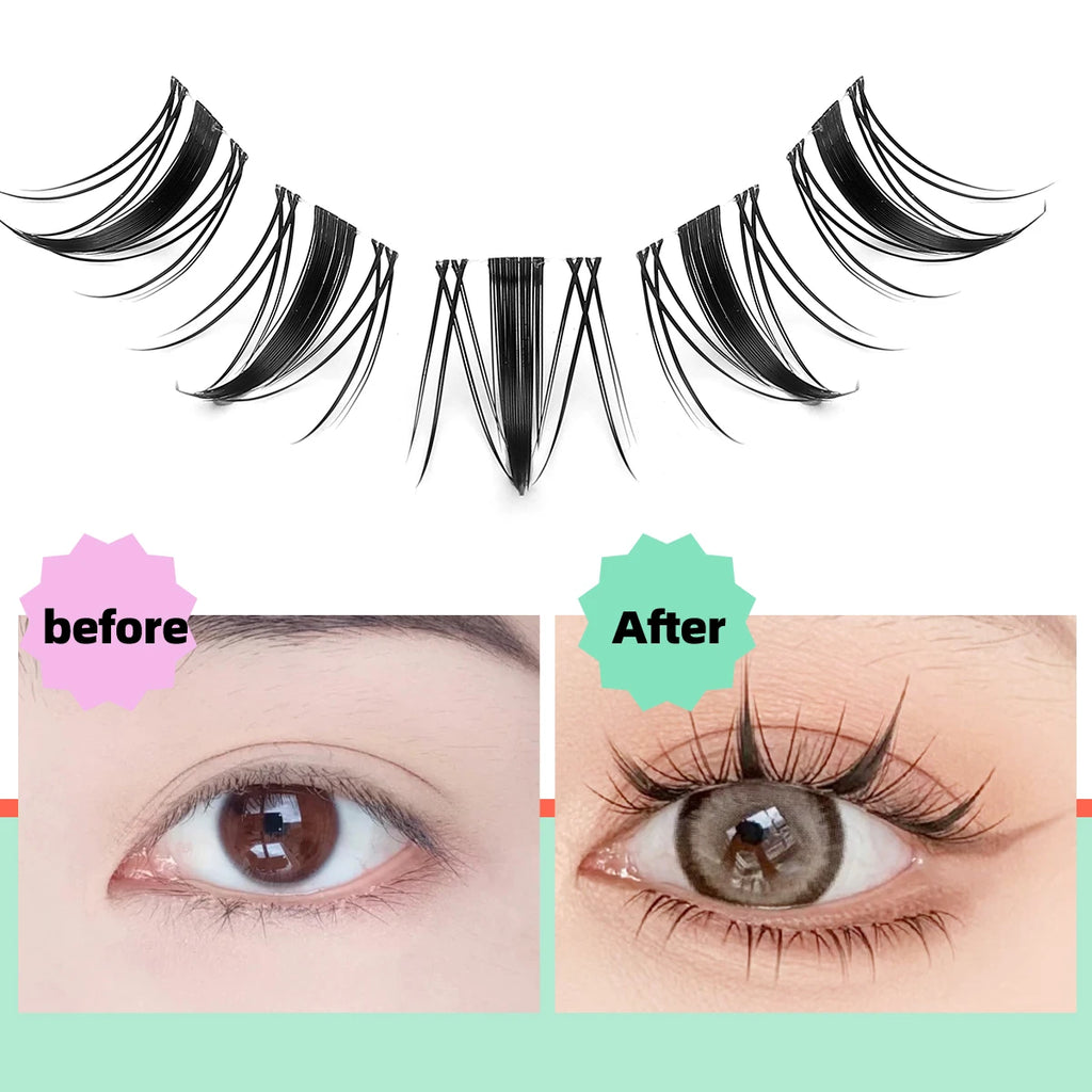 IGUIONSS Segmented False Eyelash Extension DIY Natural Individual Lash Makeup Tools Soft Easy to Operate Eyelashes