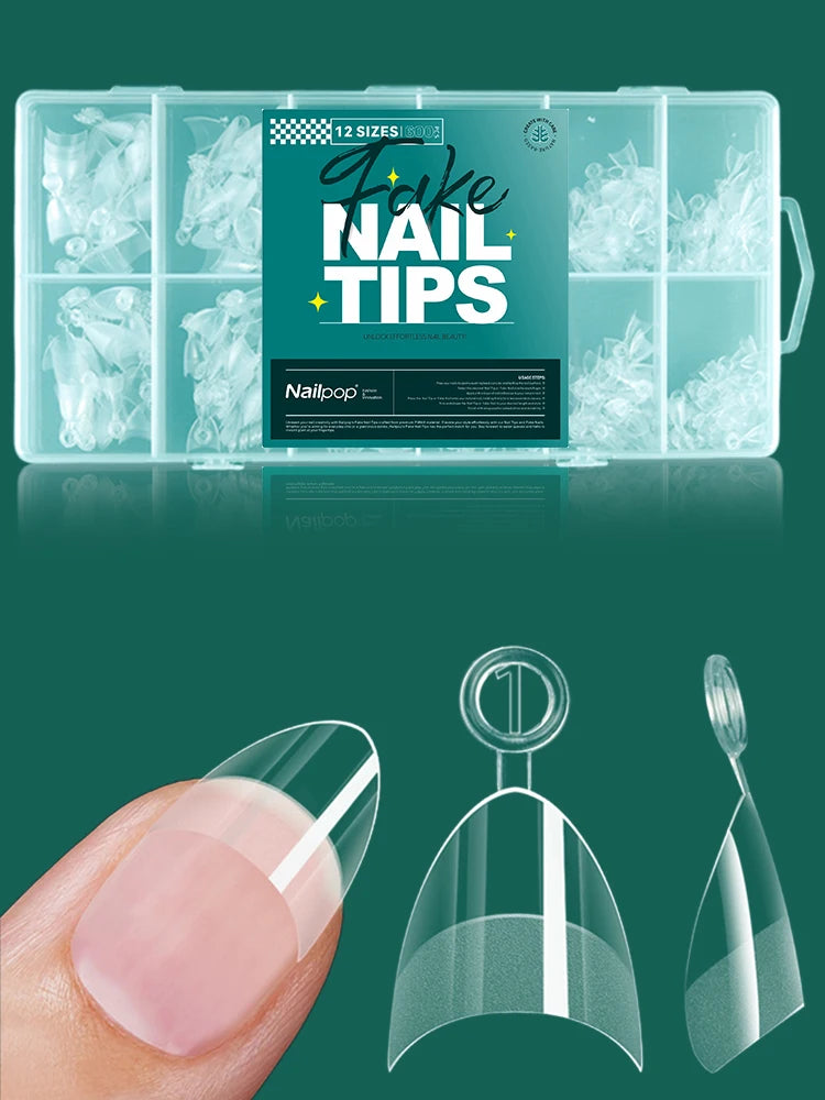 Nailpop Extra Short Nail Tips Half Cover Soft Gel Almond Shape False Nails 600pcs Gel x Tips for Nail Extension DIY Nail Art