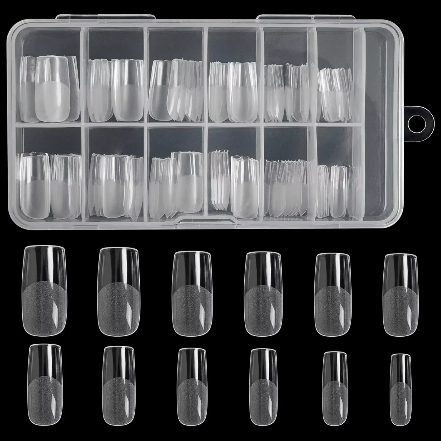 Square Nail Tips 120 PCS Artificial Full Cover Soft Clear Gel Tips 12 Sizes Sharp False Nails for Nail Extension