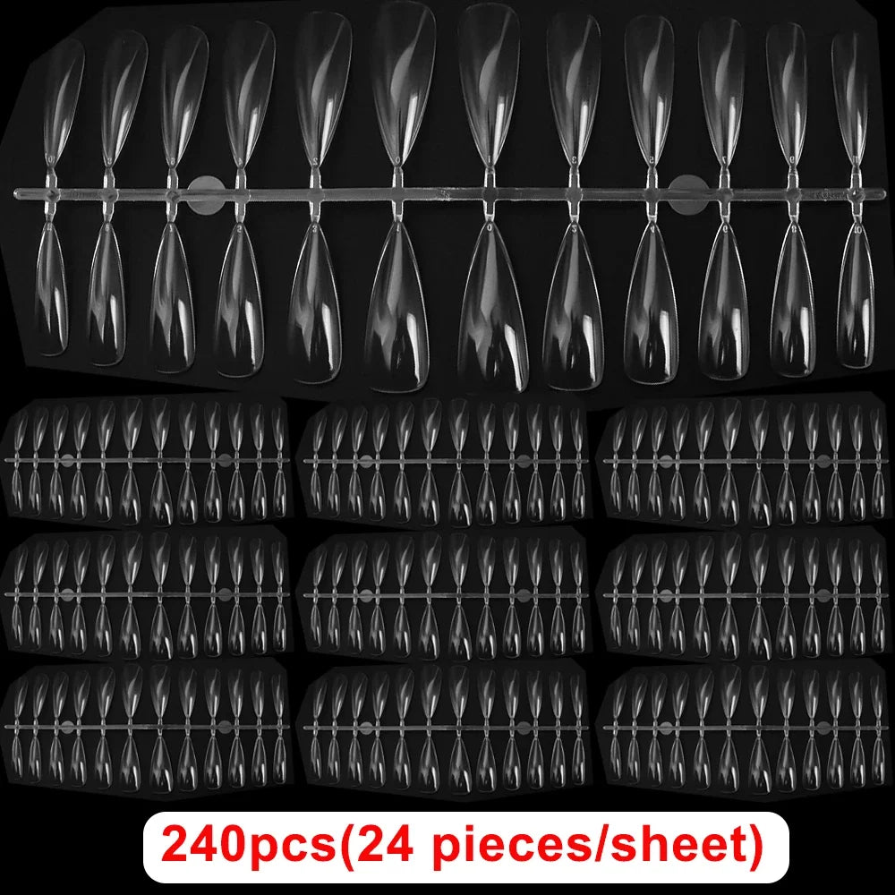 240pcs Ultra-thin Fake Nail Tips Extension Fully Transparent Artificial Press on Long Ballerinas Nails Art Tools False Nail Tips