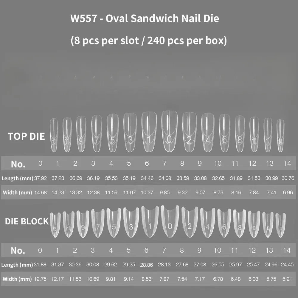 240pcs Nail Art Seamless Fine Dog Extension Free of Grinding Ultra-thin Frosted Nail Full Patch Sandwich Dual False Nail Tips