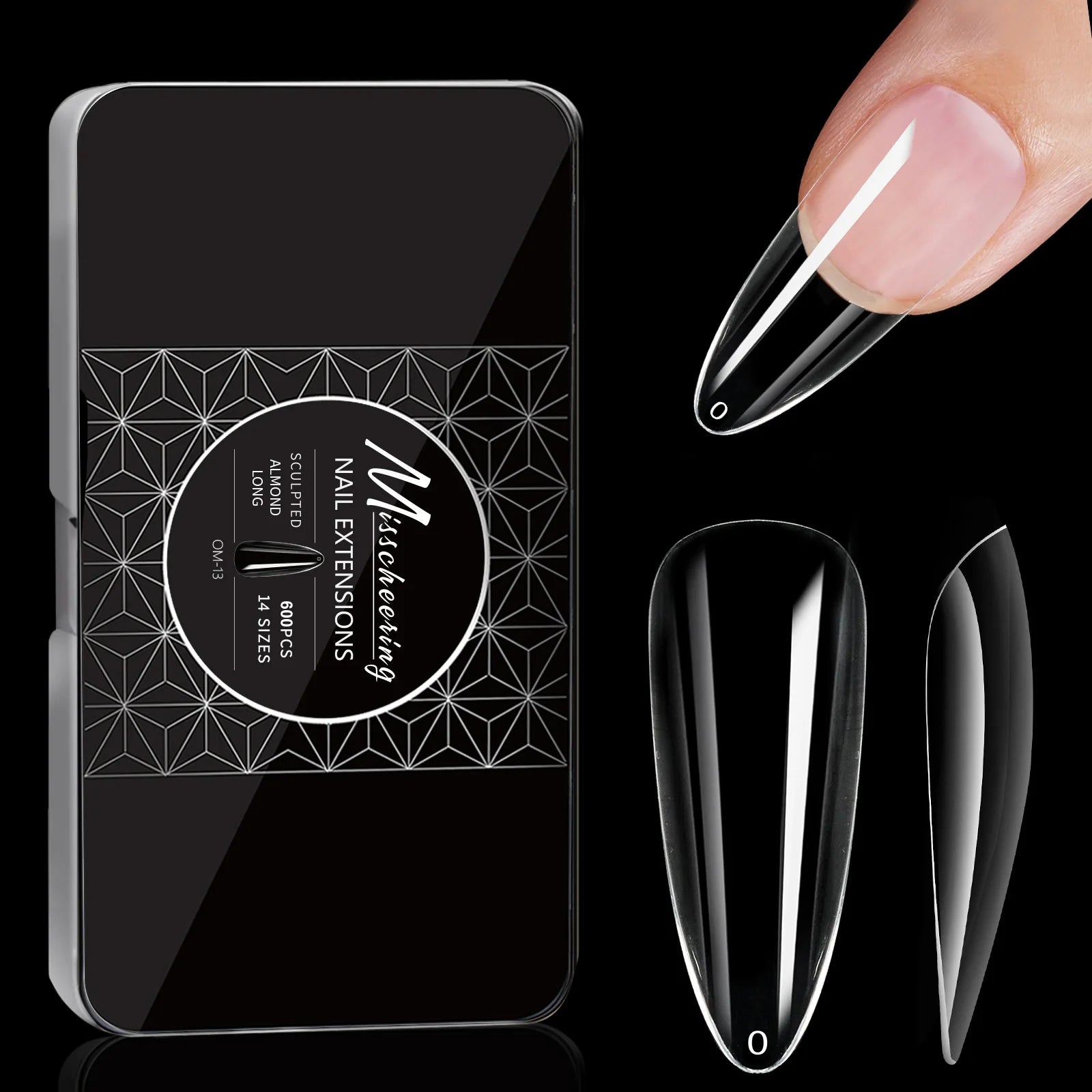 Boxed Transparent Fake Nails Mulit-Shaped Size Almond Coffin Press On Acrylic Nails For Manicure Art Extension Decoration