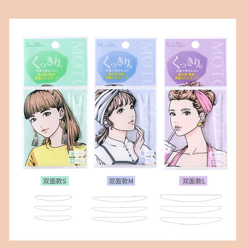 MOTONOZEN Double Eyelid Tape Sticker Invisible Fold Eyelid Paste Clear Beige Stripe Self-adhesive Natural Eye Makeup Tool