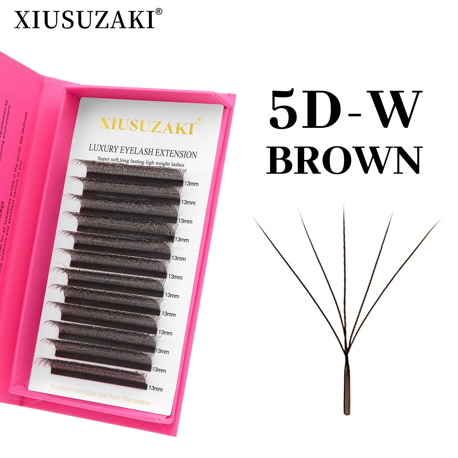 XIUSUZAKI 5D W Lashes Black Brown Premade Fans Eyelashes Extensions Natural Soft Individual Volume False Lashes Makeup Tools