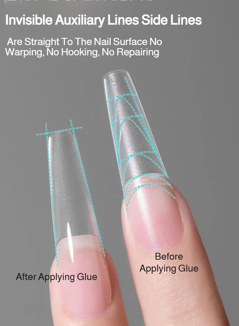 240pcs Nail Art Seamless Fine Dog Extension Free of Grinding Ultra-thin Frosted Nail Full Patch Sandwich Dual False Nail Tips