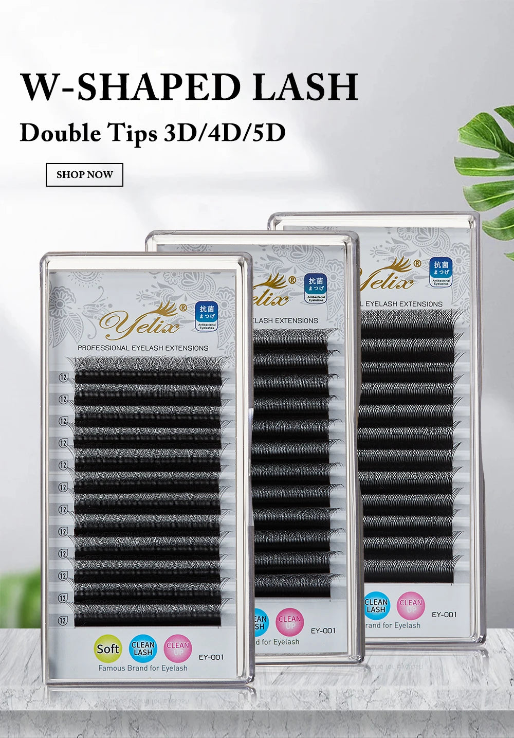 Yelix Cilios 5D W Shape Eyelash Extensions 4D/6D Premade Volume Fans Natural Soft Automatic Flowering Lash Makeup Supplies