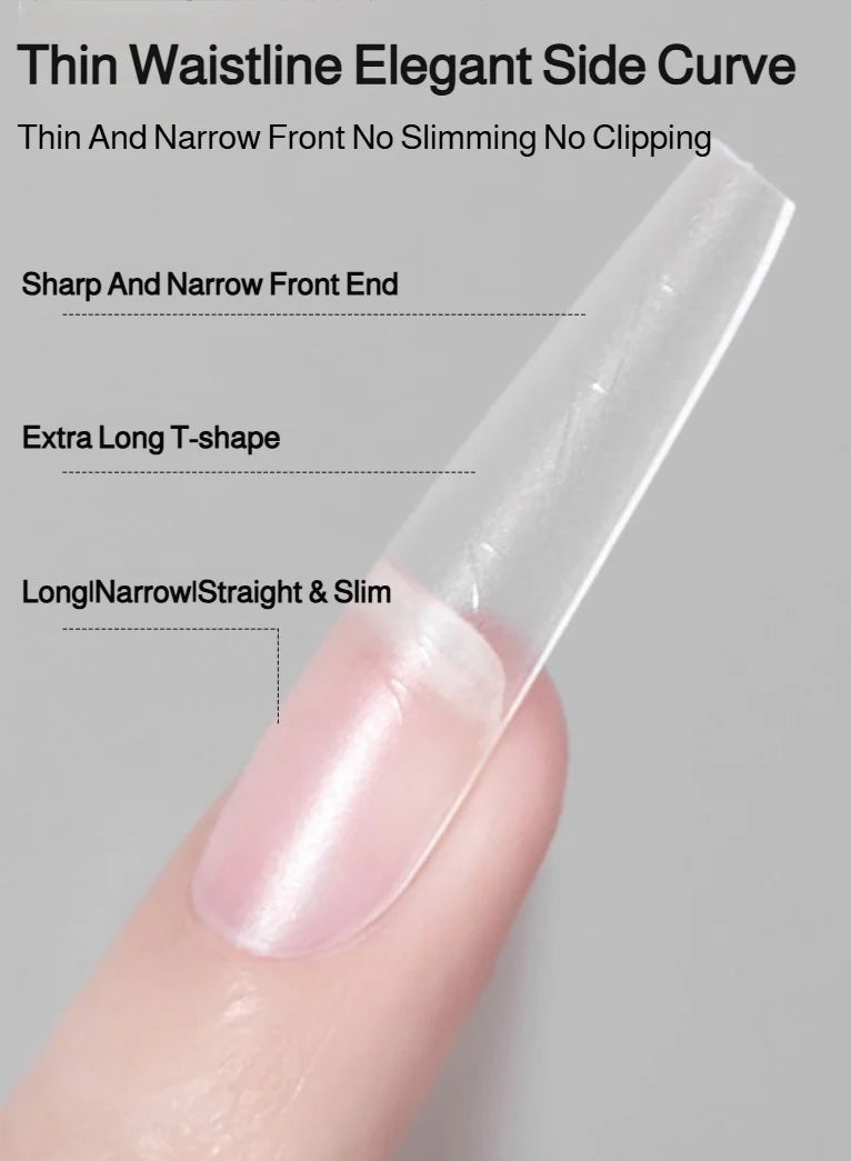 240pcs Nail Art Seamless Fine Dog Extension Free of Grinding Ultra-thin Frosted Nail Full Patch Sandwich Dual False Nail Tips