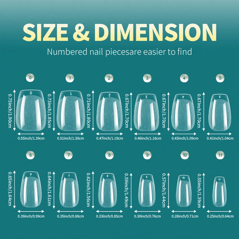 Nailpop 600pcs PRO Fake Nails Full Cover False Nail Tips Acrylic Nail Capsules Professional Material Finger Soak Off Gel Tips
