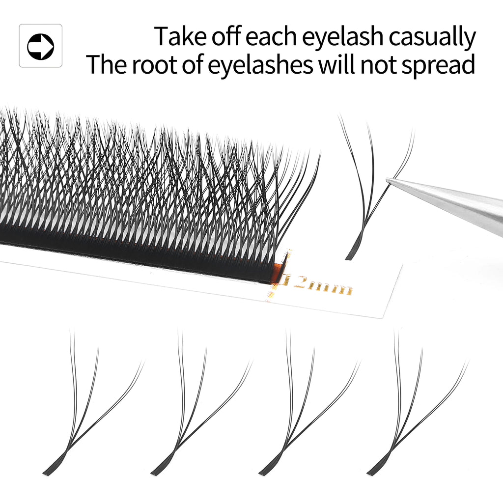 XIUSUZAKI 3D W Shaped Black Brown Eyelashes Extensions 3 Tips False Lashes Natural Soft Premade Volume Fans Individual Lashes