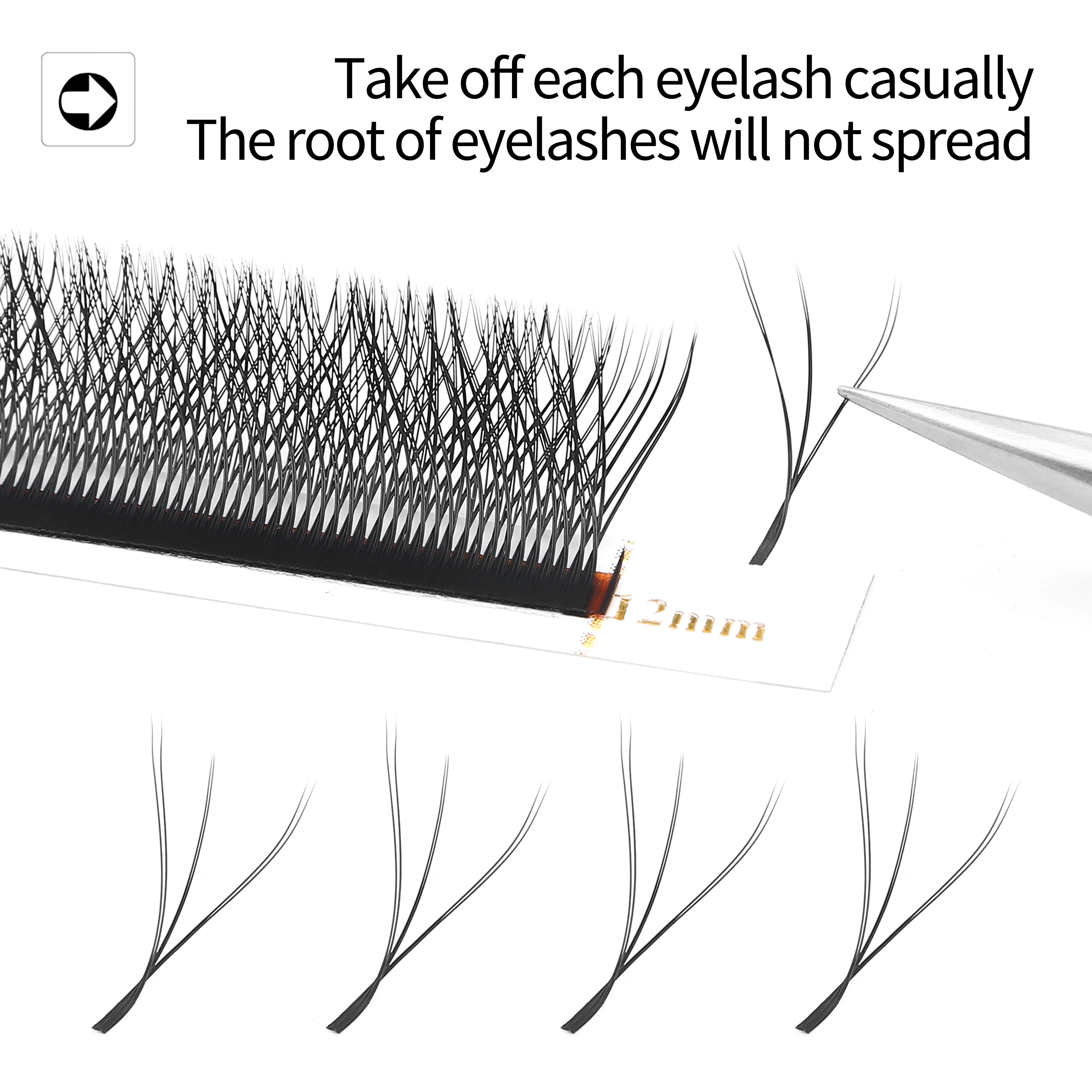 XIUSUZAKI 3D W Shaped Black Brown Eyelashes Extensions 3 Tips False Lashes Natural Soft Premade Volume Fans Individual Lashes