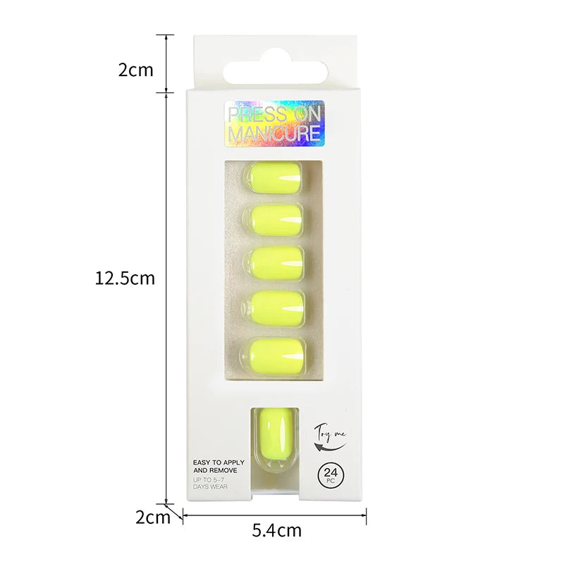 VITAGWX 24 Pcs False Nails Set Solid Color Press on Nails Short Artificial Reusable Nails Art Full Cover Stick on Nail Tips
