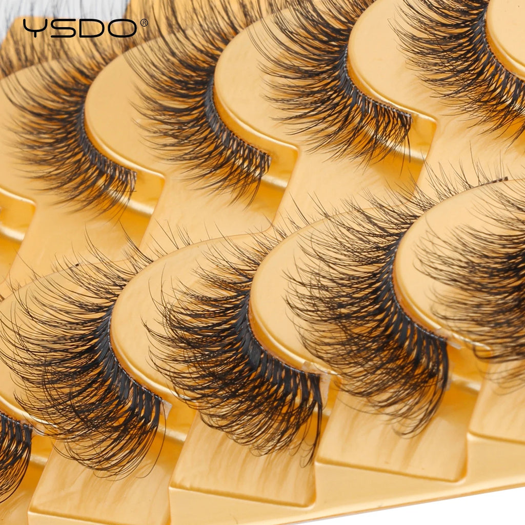 YSDO Natural Mink Eyelashes 3/6/10 Pairs Wispy Faux 3D Mink Lashes Short Fluffy Half False Eyelash Makeup Tools Cat Eye Lashes
