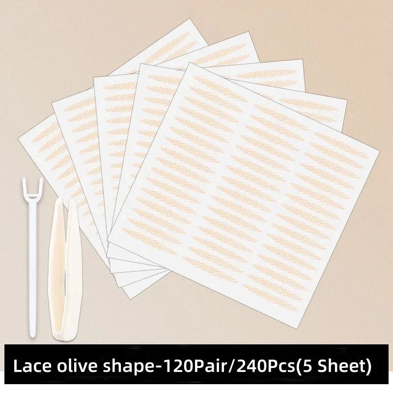 240/360Pcs Double Fold Eyelid Tape Sticker Lace Nature Clear Beige Stripe Self-adhesive Natural Eye Makeup Make Up with Tool