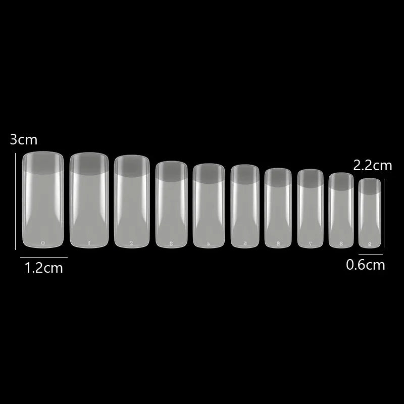 Set of 500 Natural Clear Full Cover False Nails with French Half Tips for Nail Art Manicure 10 Sizes
