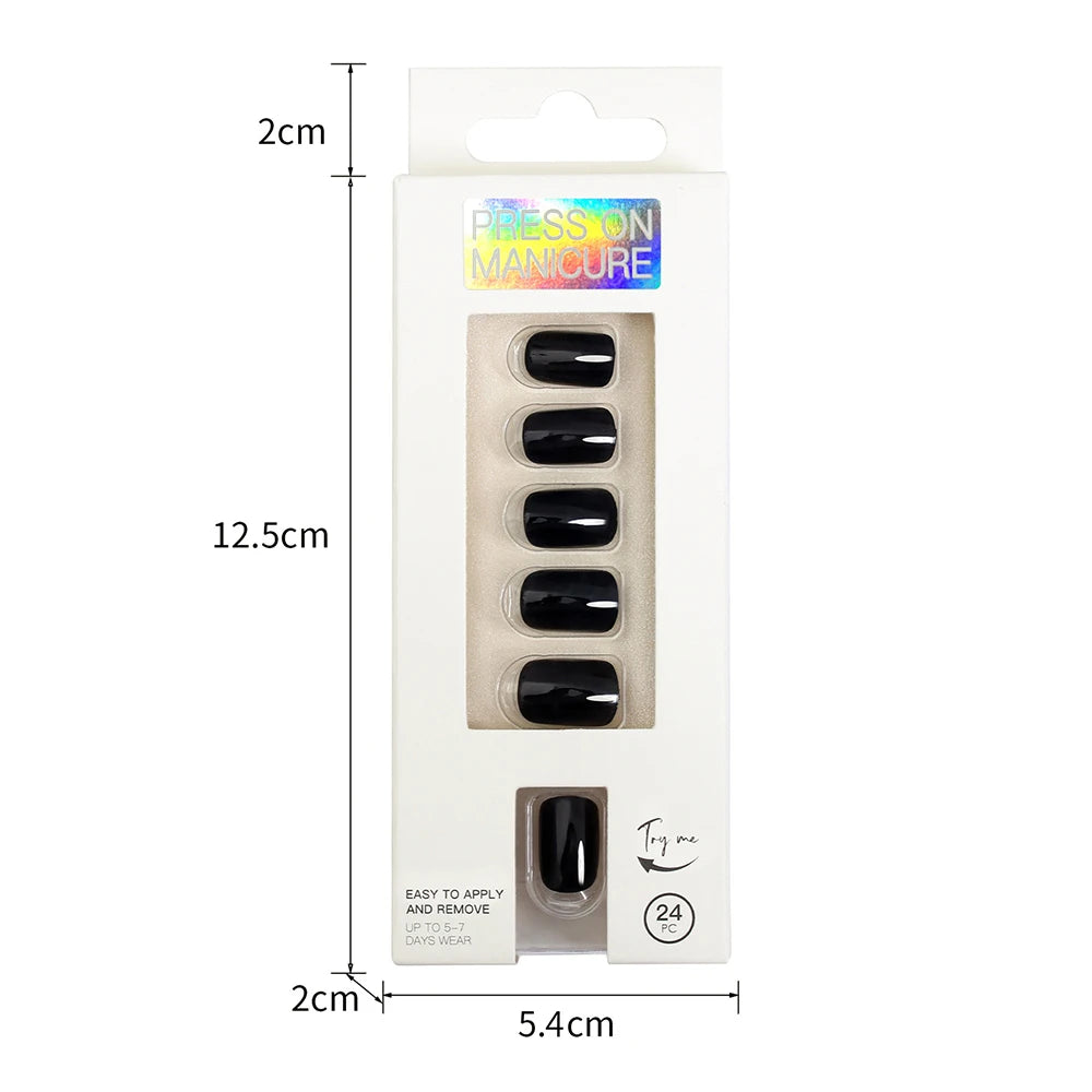 VITAGWX 24 Pcs False Nails Set Solid Color Press on Nails Short Artificial Reusable Nails Art Full Cover Stick on Nail Tips