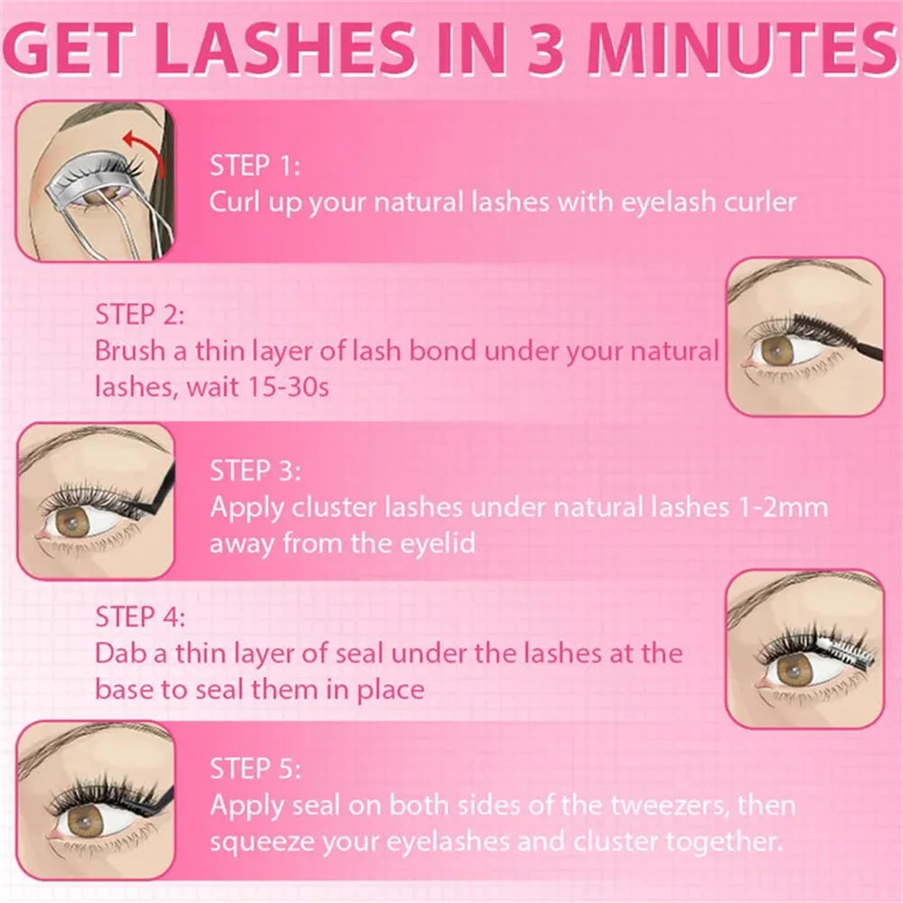 uCoolMe Lashes Aphrodite Natural 154 Pcs Lashes Cluster Kit C Curl Wispy Beginner Friendly Waterproof False Eyelashes Extension