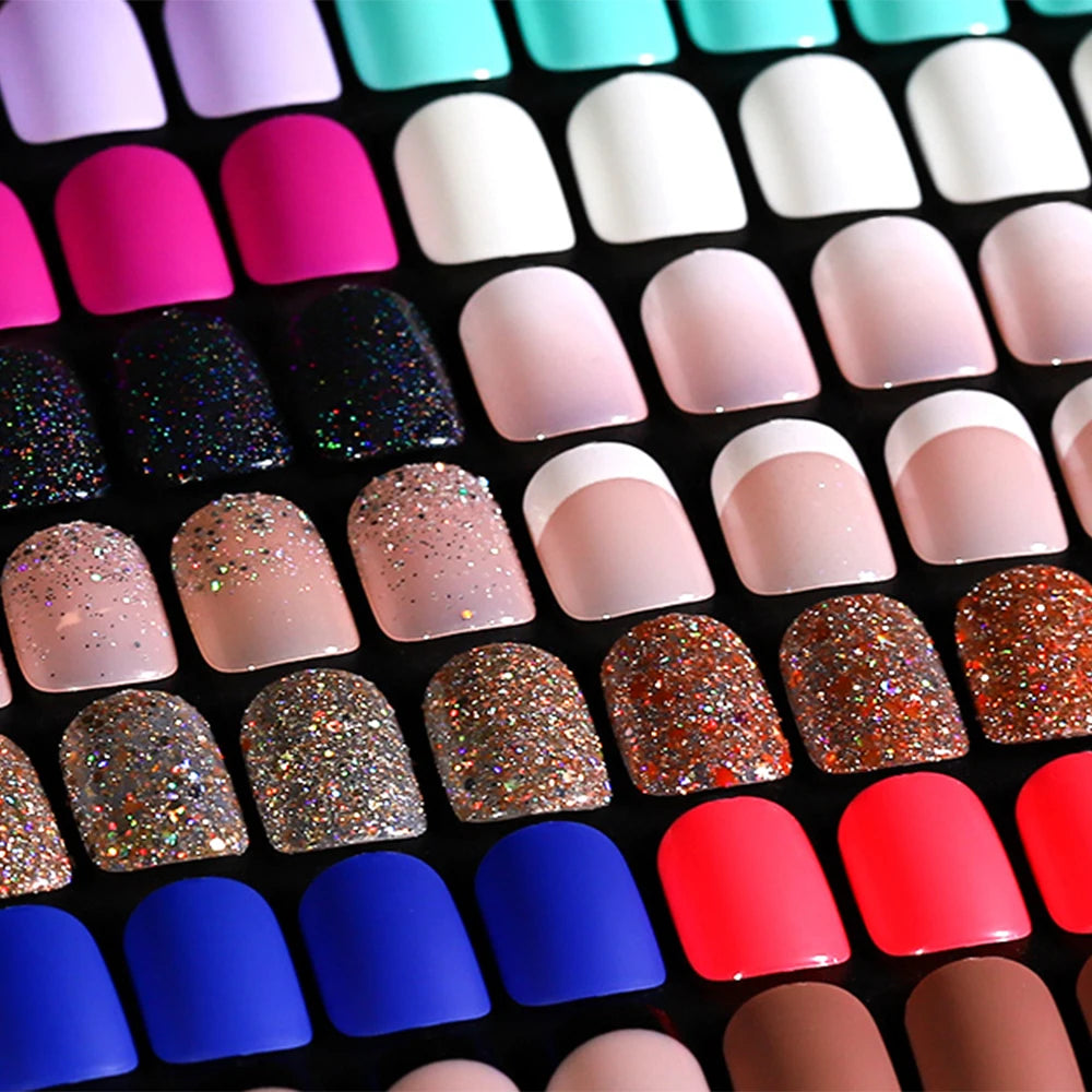 576Pcs/set Press on Nails 24 Colors DIY Fake Nails Soft Short Nail Tips Matte Glossy False Nails Natural Nude Nail Art
