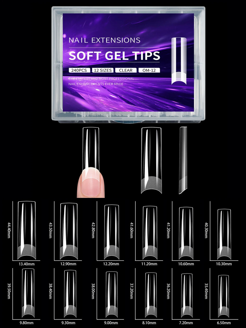 240pcs soft gel nail tips, half matte full coverage press-on nail tips almond square coffin french false nails thin front