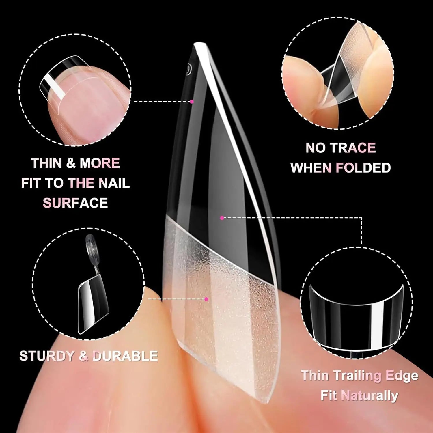 600pcs Clear Extra Short Square Acrylic Nail Tips, 12 Sizes in Box, Glossy Finish, Natural Look, for DIY Nail Art & Salon