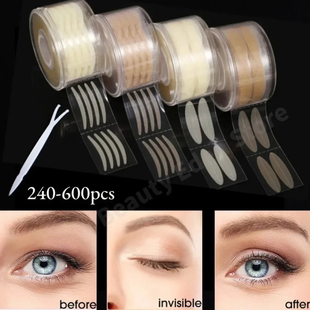 Women Natural Invisible Double Eyelid Stickers Fold Eyelid Stripes Eyelid Tapes Eye Lift Clear Beige Color Big Eyes Beauty Tools