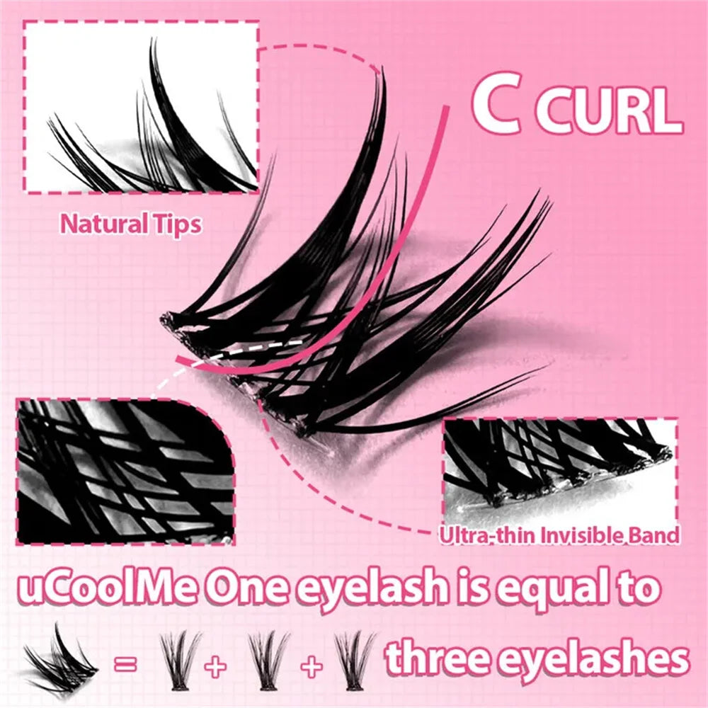 uCoolMe Lashes Aphrodite Natural 154 Pcs Lashes Cluster Kit C Curl Wispy Beginner Friendly Waterproof False Eyelashes Extension